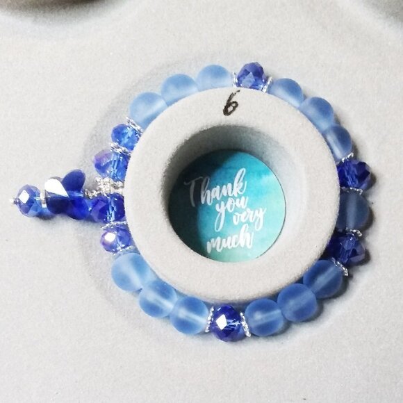 Beaded Blue Butterfly Stretch Bracelet! Dainty Girls + Pre-Teens 5.5-6" Wrists - Picture 5 of 5